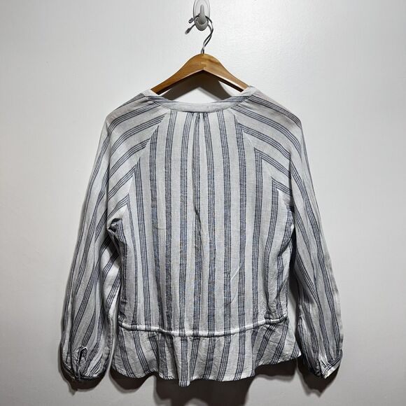 Rails Marti Cayman Stripe Blouse Lightweight Linen Button Up Tie Waist Size S - Picture 10 of 16